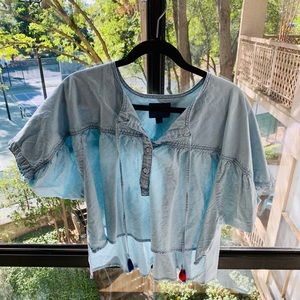 Lucky Brand Denim Top with Tassels NWOT